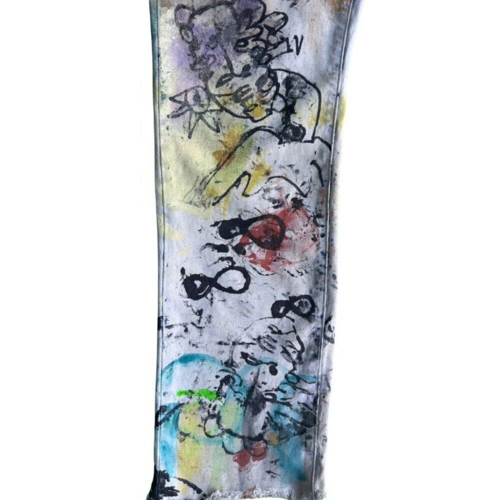 Hand Painted Patchwork Denim Jeans - image 6